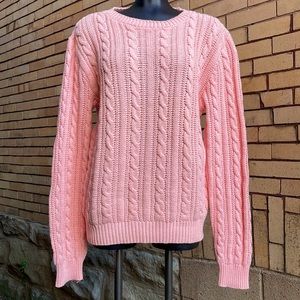 Vintage John Weitz coral cable knit sweater Size Large